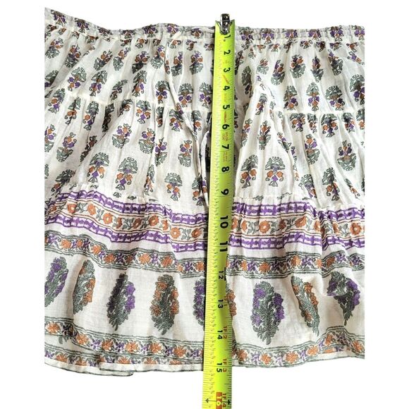 Free People Boho Floral block Print Beachy Gypsy Style Drawstring Waist Skirt OS - Picture 9 of 12